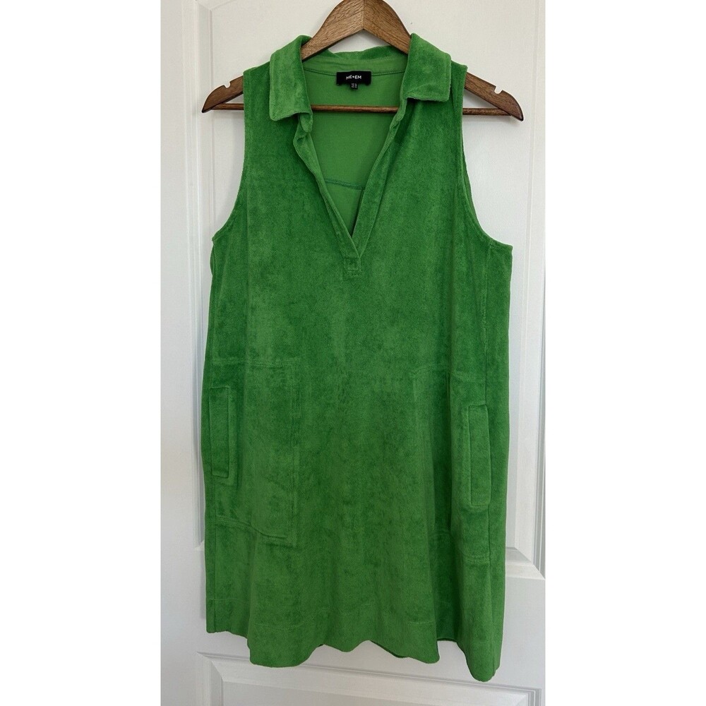 ME+EM Womens Dress US 10 Medium Kelly Green Pockets Terry Coverup Beach Cruise - Picture 3 of 11